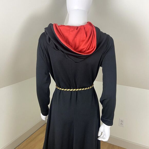 Vintage 70s Hooded Maxi Dress Caftan Cult Gown Cowl Neck M/L/XL Hood Boho Hippy - Picture 13 of 14